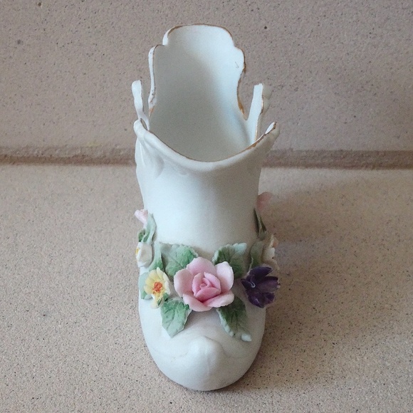 Vintage Lefton Porcelain Bisque Floral Shoe Figurine - Made in Post-WWII Japan - Picture 7 of 7